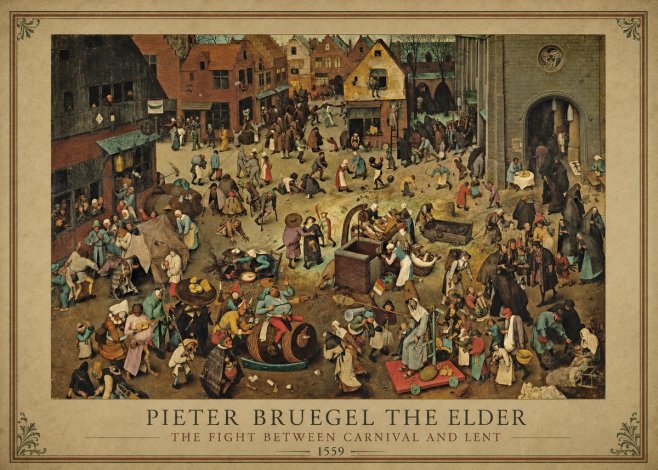 Pieter Bruegel The Fight Between Carnival and Lent I No1 - Póster