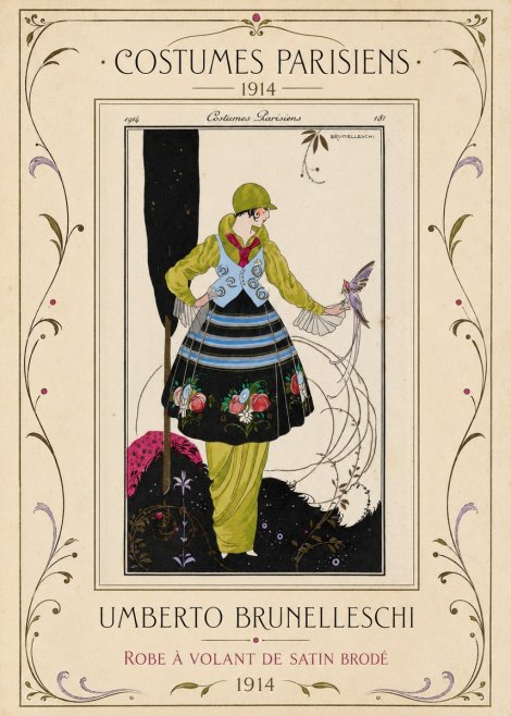 Umberto Brunelleschi Robe À Volant De Satin Brodé No1 - Póster