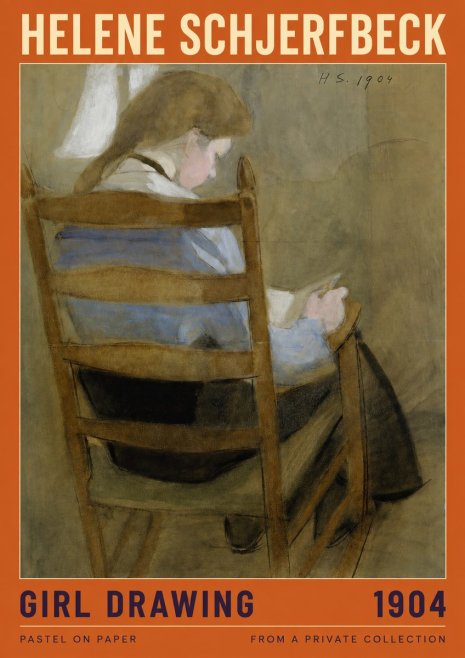 Helene Schjerfbeck Girl Drawing No2 - Póster