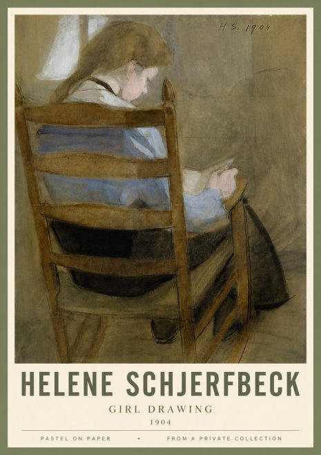 Helene Schjerfbeck Girl Drawing No3 - Póster