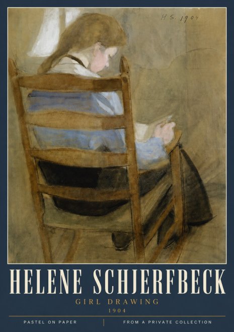 Helene Schjerfbeck Girl Drawing No4 - Póster