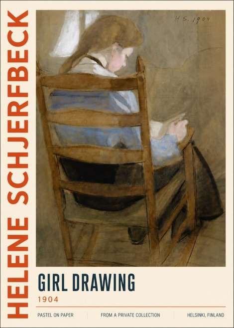 Helene Schjerfbeck Girl Drawing No5 - Póster