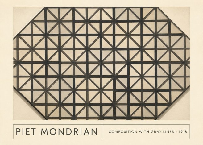 Piet Mondrian Composition with Gray Lines No1 - Póster