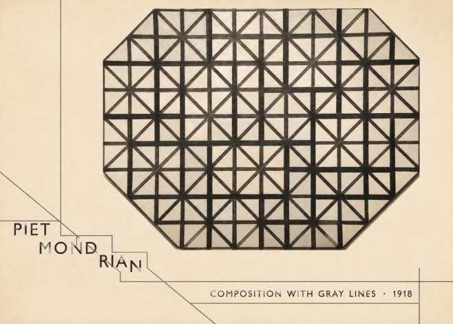 Piet Mondrian Composition with Gray Lines No3 - Póster