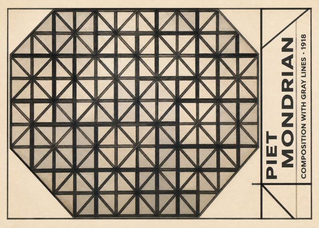 Piet Mondrian Composition with Gray Lines No5 - Póster
