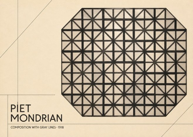 Piet Mondrian Composition with Gray Lines No6 - Póster