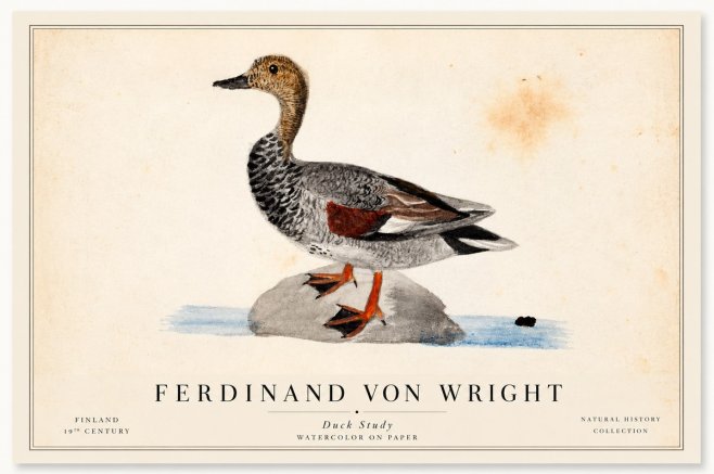 Ferdinand von Wright Duck on a Rock No2 - Póster