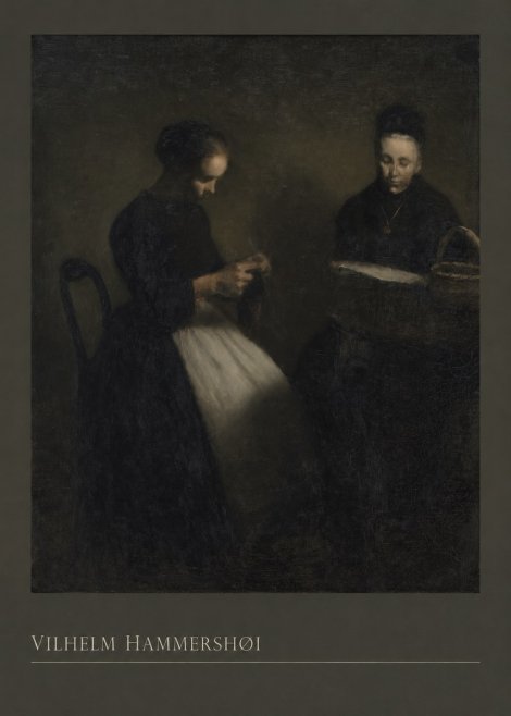 Vilhelm Hammershøi Two Women Knitting No3 - Póster