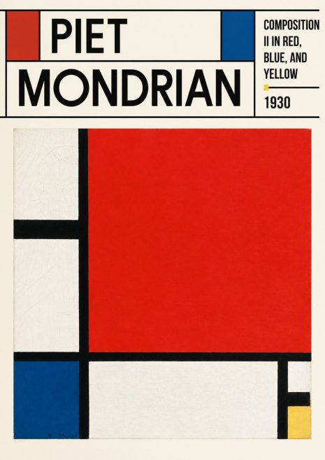 Piet Mondrian Composition Ii in Red, Blue, and Yellow No3 - Póster