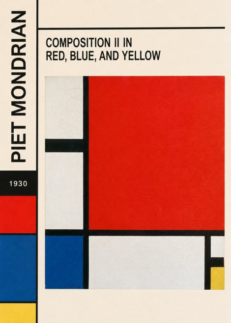 Piet Mondrian Composition Ii in Red, Blue, and Yellow No6 - Póster