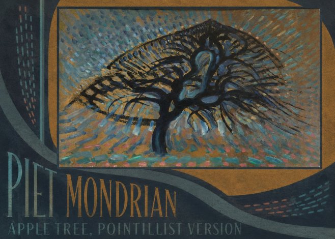 Piet Mondrian Apple Tree, Pointillist Version No3 - Póster