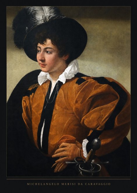 Michelangelo Merisi da Caravaggio Young Man with a Plumed Hat No6 - Póster