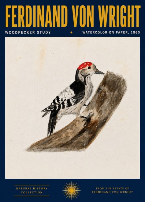 Ferdinand von Wright Woodpecker Study No4 - Póster