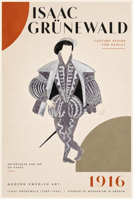Isaac Grünewald Costume Design for Hamlet No5 - Póster