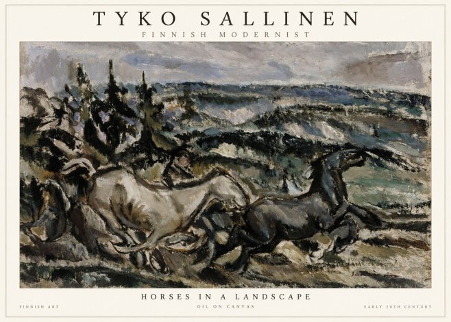 Tyko Sallinen Horses in a Landscape No1 - Póster