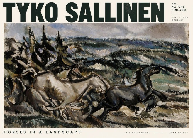 Tyko Sallinen Horses in a Landscape No2 - Póster
