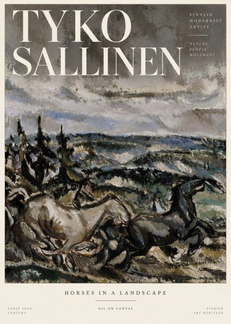 Tyko Sallinen Horses in a Landscape No3 - Póster