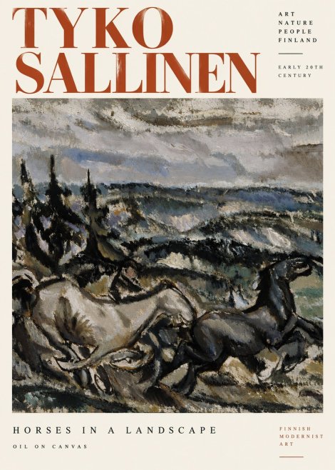 Tyko Sallinen Horses in a Landscape No6 - Póster