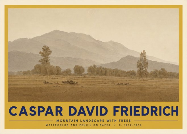 Caspar David Friedrich Mountain Landscape with Trees No3 - Póster