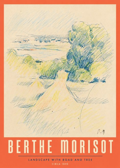 Berthe Morisot Landscape with Road and Tree No4 - Póster