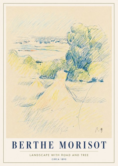 Berthe Morisot Landscape with Road and Tree No5 - Póster