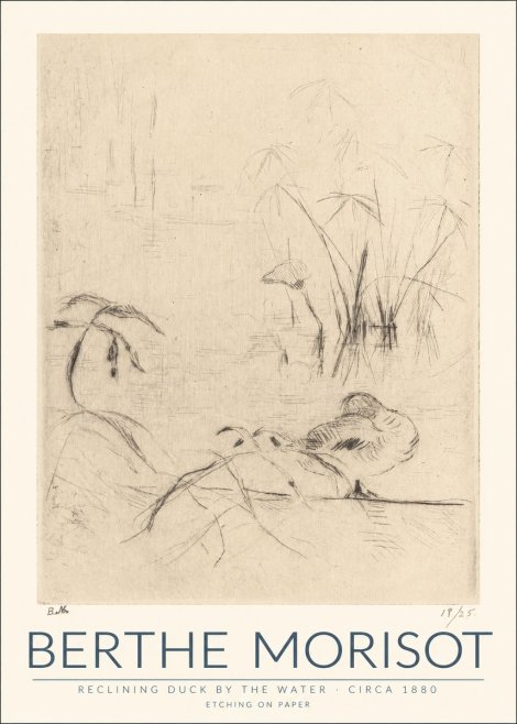 Berthe Morisot Reclining Duck by the Water No1 - Póster