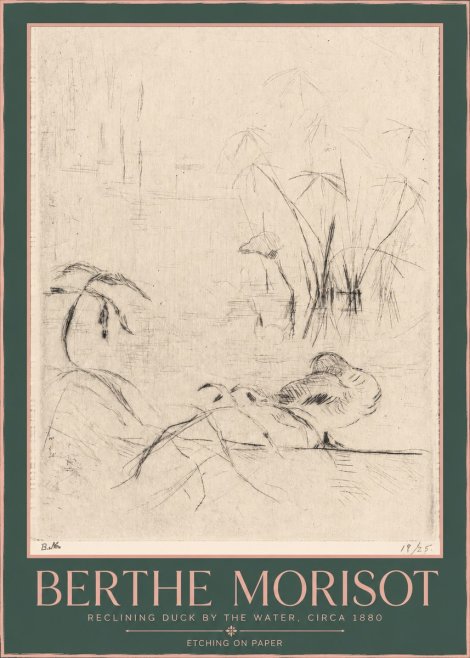 Berthe Morisot Reclining Duck by the Water No2 - Póster