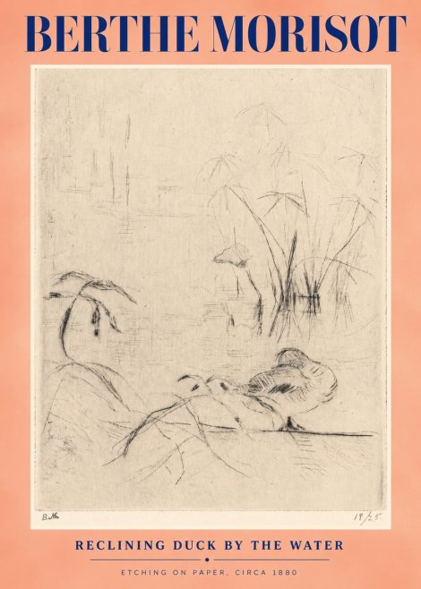 Berthe Morisot Reclining Duck by the Water No3 - Póster