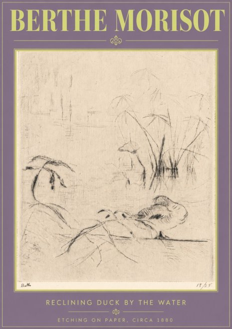 Berthe Morisot Reclining Duck by the Water No4 - Póster