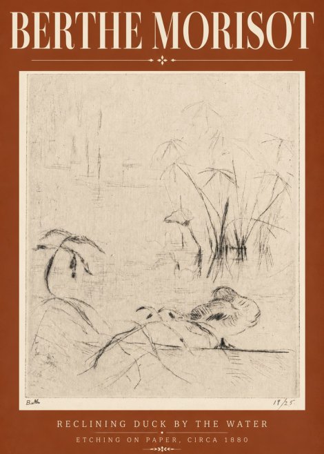 Berthe Morisot Reclining Duck by the Water No6 - Póster