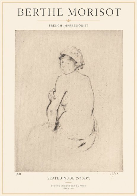 Berthe Morisot Seated Nude (Study) No1 - Póster