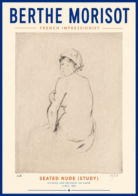 Berthe Morisot Seated Nude (Study) No4 - Póster