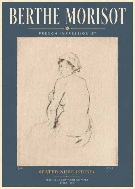 Berthe Morisot Seated Nude (Study) No6 - Póster