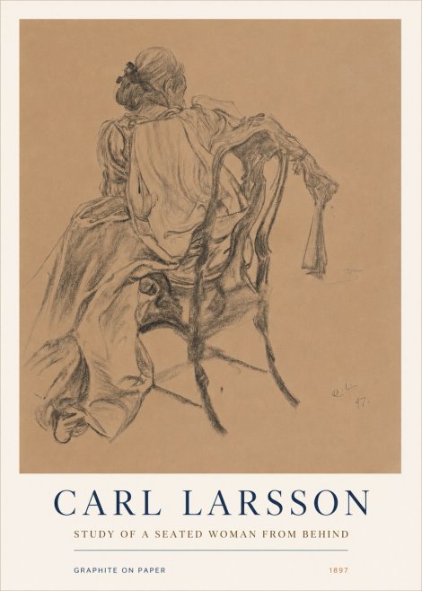 Carl Larsson Study of a Seated Woman from Behind No3 - Póster