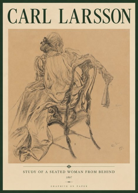 Carl Larsson Study of a Seated Woman from Behind No4 - Póster
