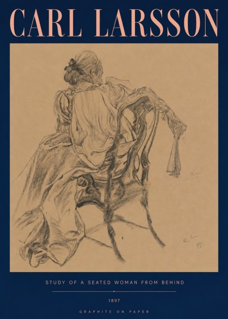 Carl Larsson Study of a Seated Woman from Behind No5 - Póster