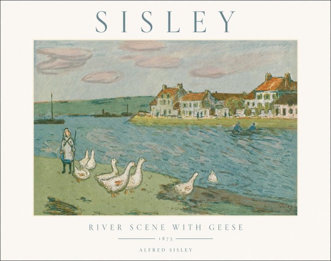 Sisley River Scene with Geese No1 - Póster