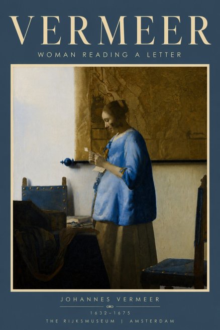 Vermeer Woman Reading a Letter No6 - Póster