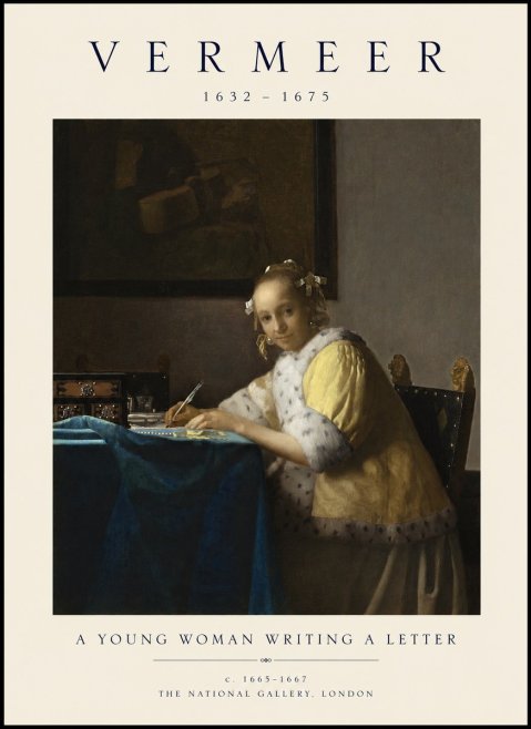 Vermeer A Young Woman Writing a Letter No1 - Póster