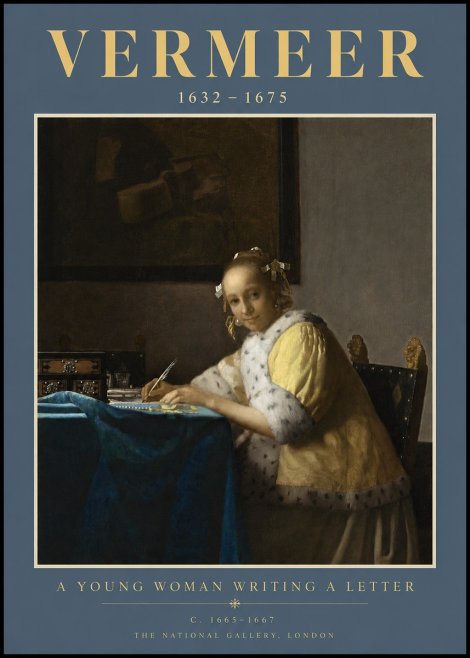 Vermeer A Young Woman Writing a Letter No2 - Póster
