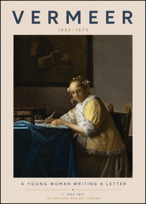 Vermeer A Young Woman Writing a Letter No3 - Póster