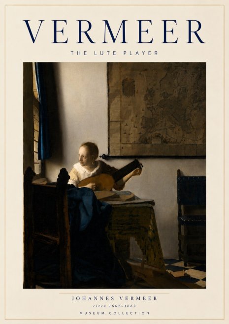 Vermeer The Lute Player No6 - Póster