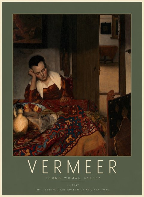 Vermeer Young Woman Asleep No2 - Póster