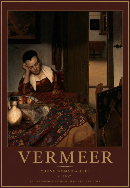 Vermeer Young Woman Asleep No5 - Póster