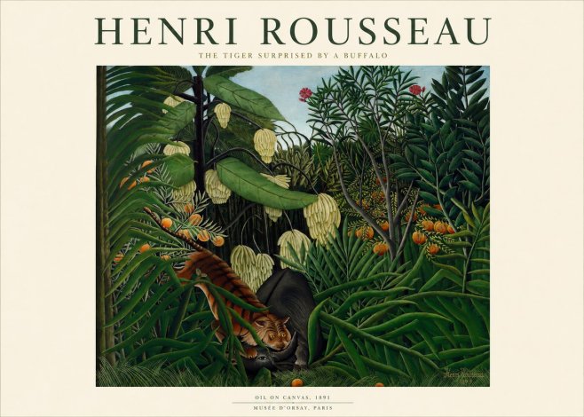 Rousseau The Tiger Surprised by a Buffalo No1 - Póster