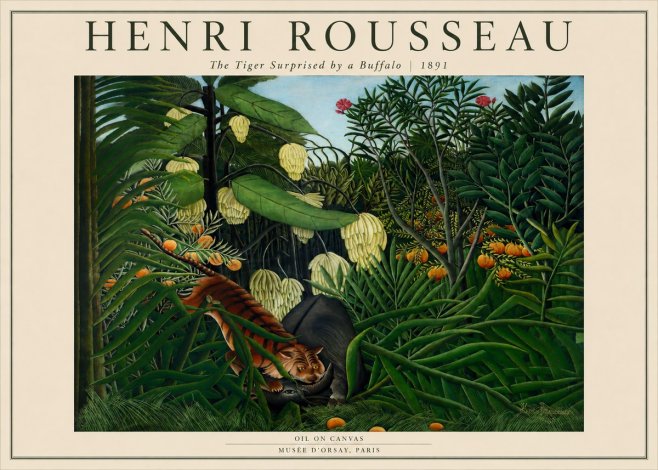 Rousseau The Tiger Surprised by a Buffalo No2 - Póster