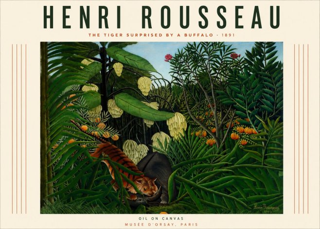 Rousseau The Tiger Surprised by a Buffalo No3 - Póster