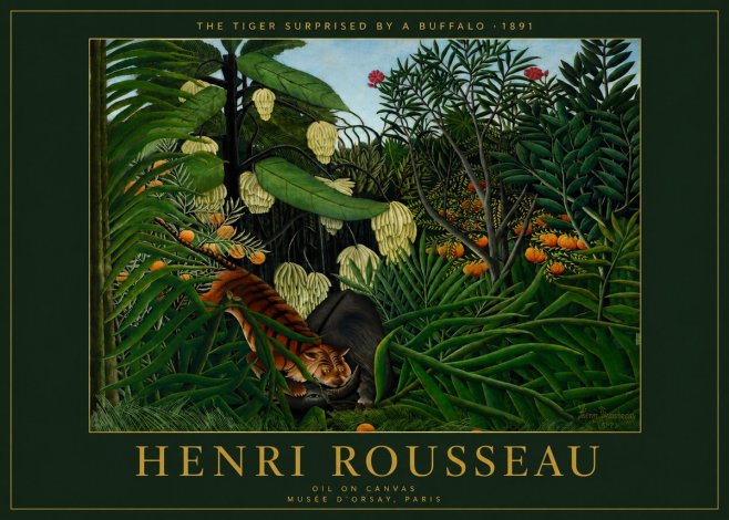 Rousseau The Tiger Surprised by a Buffalo No4 - Póster