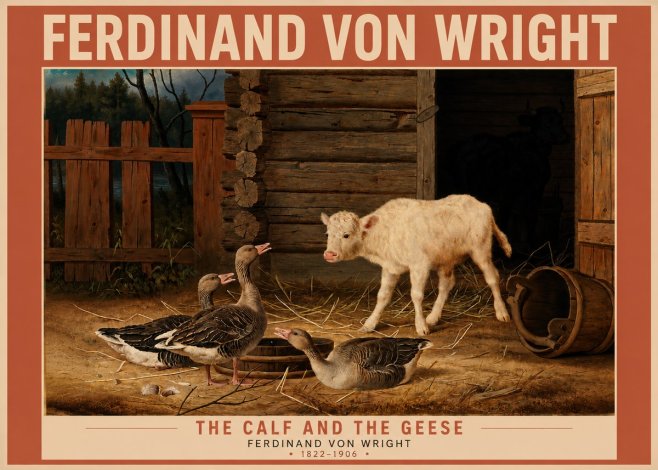 Ferdinand von Wright The Calf and the Geese No3 - Póster