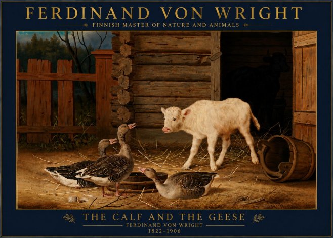Ferdinand von Wright The Calf and the Geese No4 - Póster